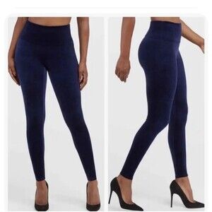 Spanx Velvet Pull-on Control Top Leggings Blue L